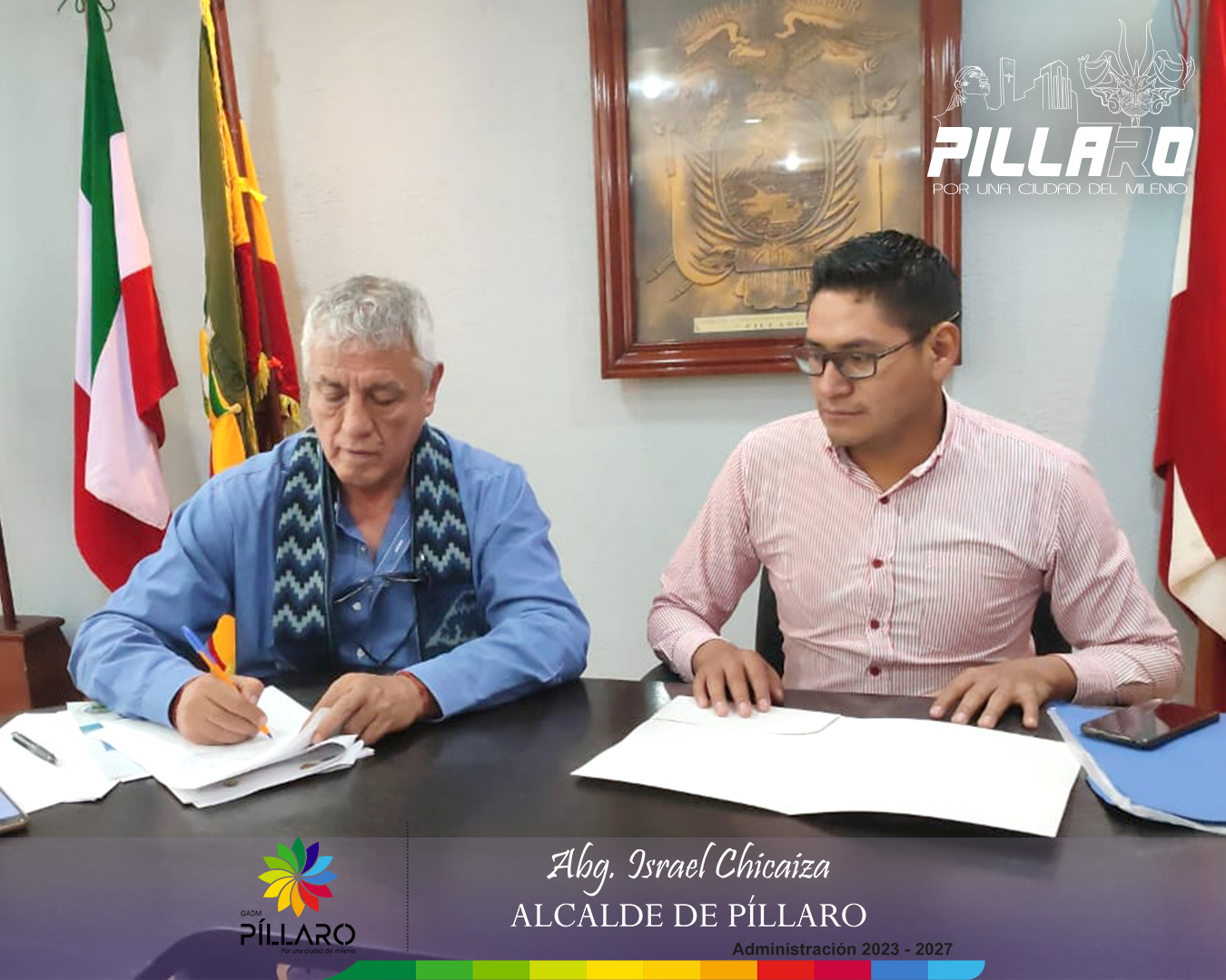 Firma de convenio entre el Municipio de Píllaro y la Facultad de Ingeniería en Geología, Minas, Petróleos y Ambienta