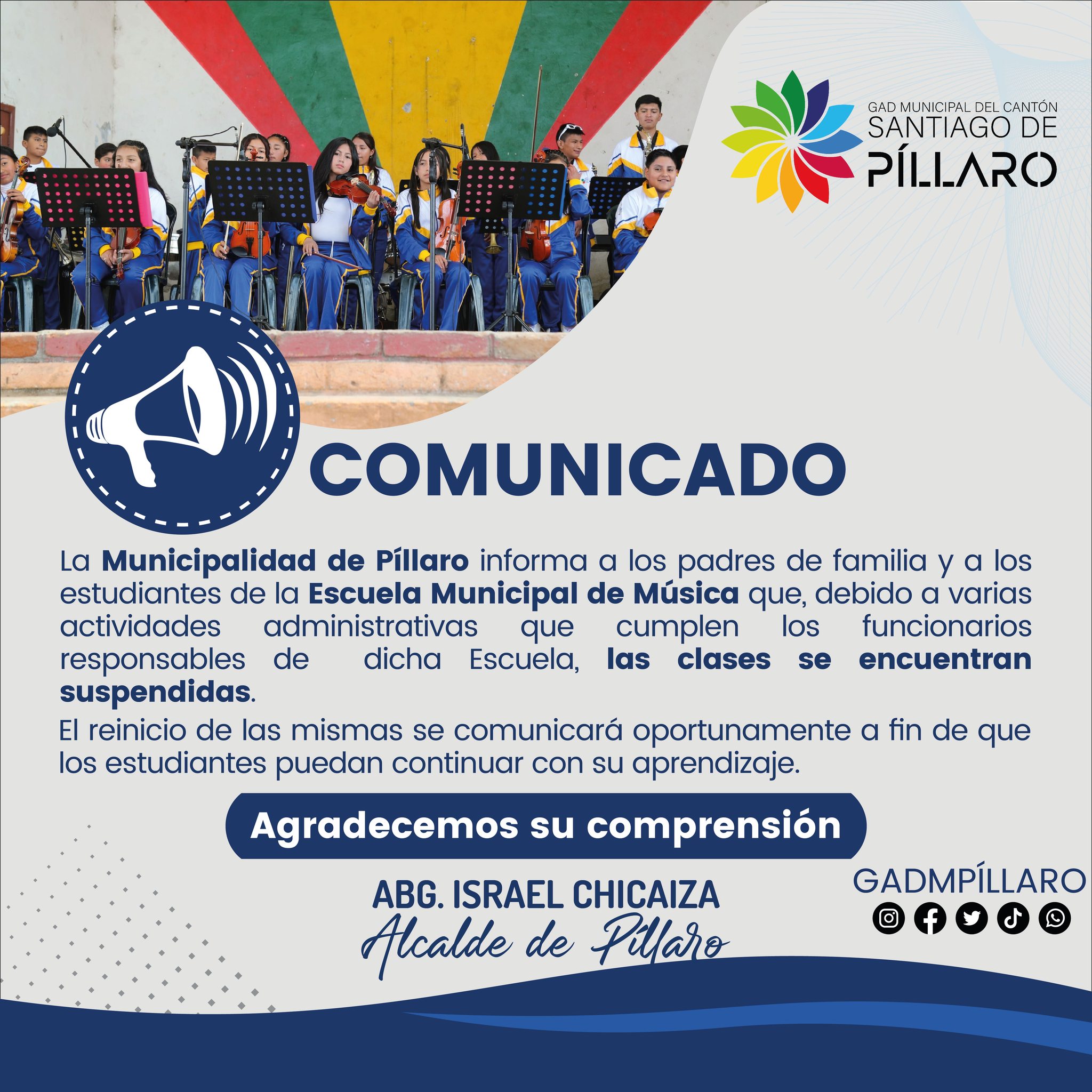 Suspensión de clases de la Escuela de Música